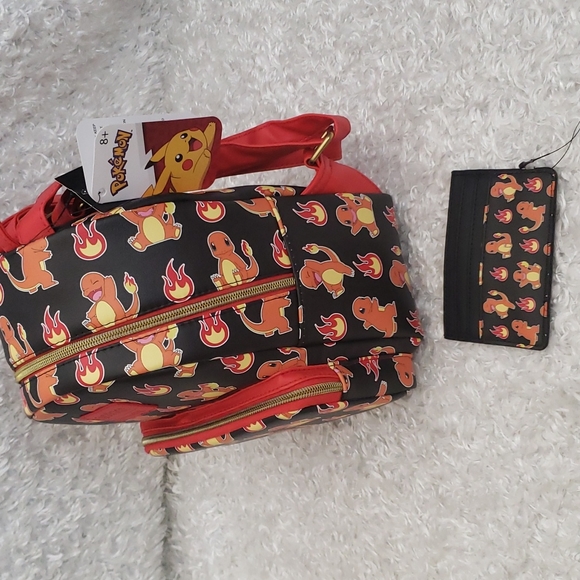 NWT Loungefly Pokémon Charmander flames mini backpack and cardholder - Picture 4 of 15